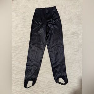 Andrea Jovine Black Satin Stirrup Pants